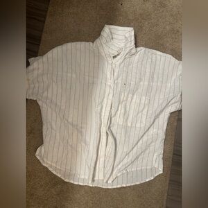 Aeropostale Cream Striped Button-Up Shirt